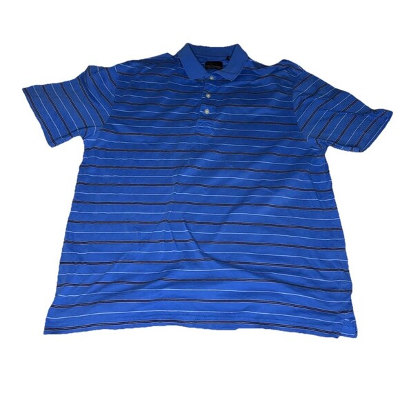 Other - Greg Norman Collection Men’s Large Blue Striped Cotton Golf Polo Shirt